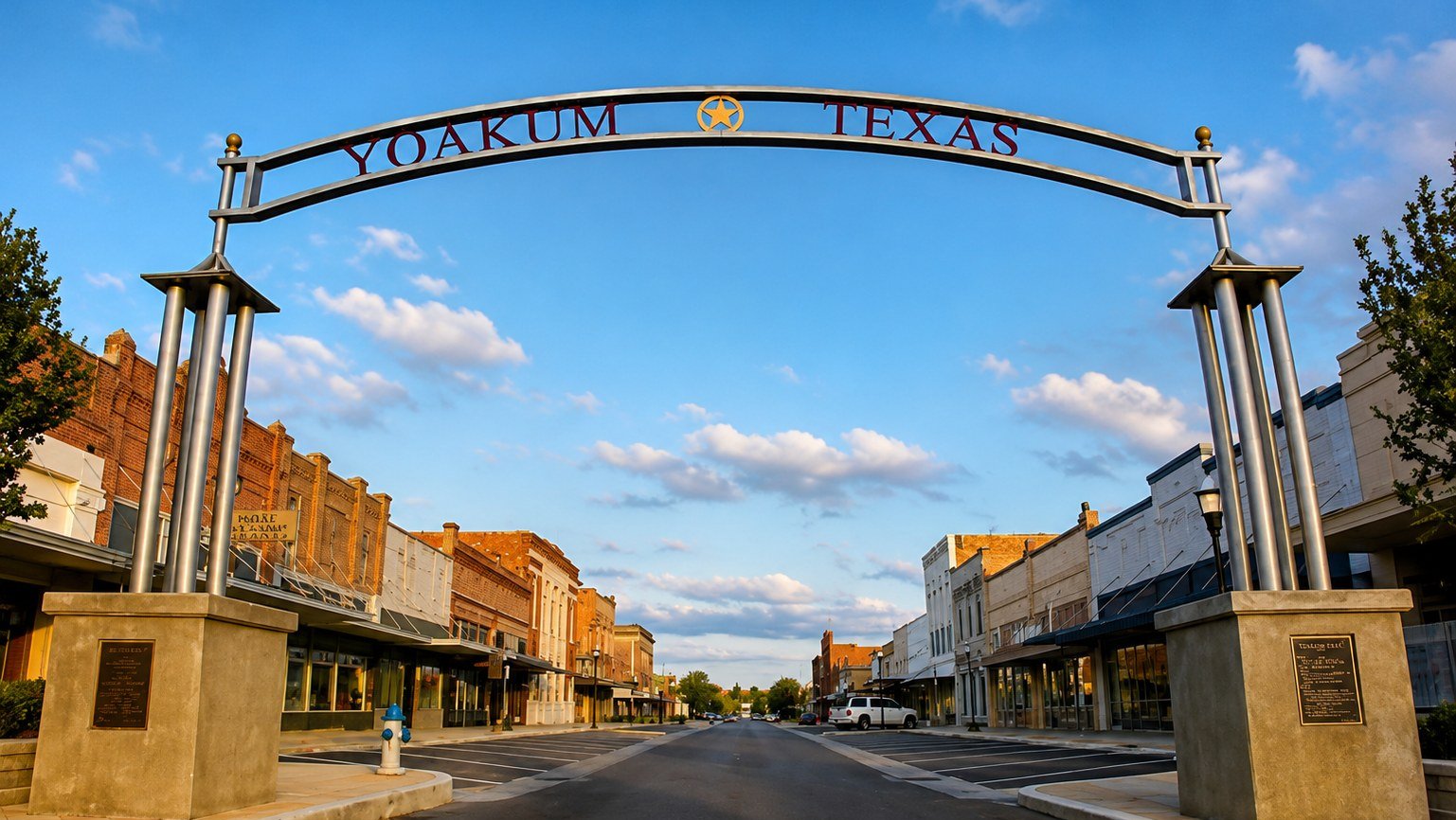 Downtown Yoakum — the Yoakum Texas arch